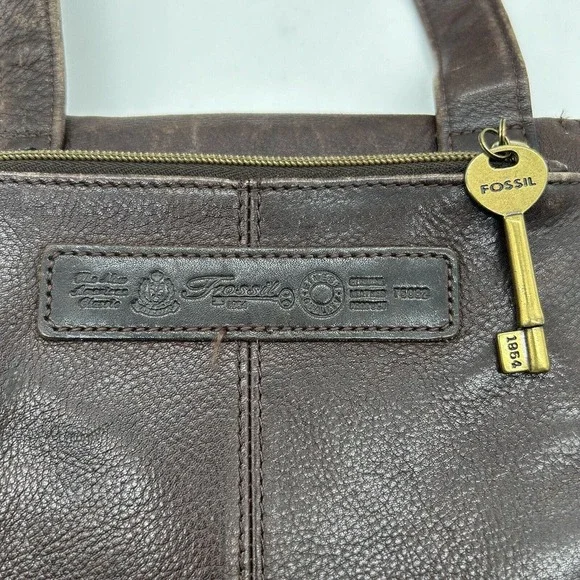 FOSSIL VTG Brown Soft Pebble Distress Leather Organizer Messngr Bag Purse 75082